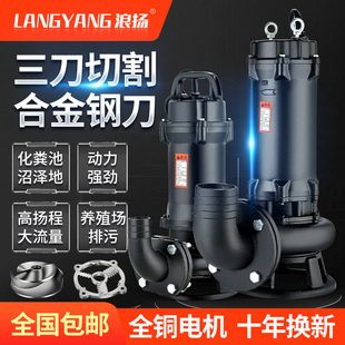 排污泵化粪池家用污水泵220V单相带铰刀抽粪机380V泥浆 浪扬切割式