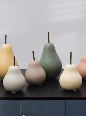北欧莫兰迪INS陶瓷梨子创意家居D摆件客厅玄关酒柜办公室餐桌软装