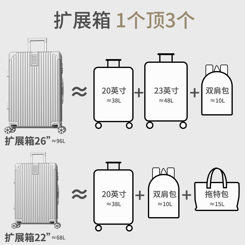 扩展大容量行李箱女28寸加厚旅行箱密码皮箱O拉杆箱男结实耐用新