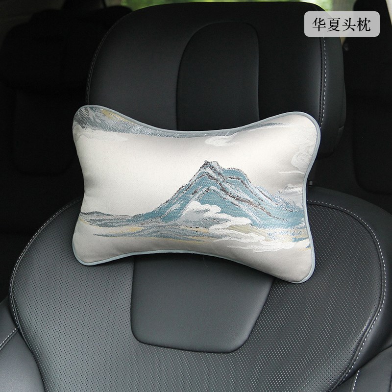汽车骨头枕新中式护颈枕靠枕座椅腰靠枕头套装护腰枕车载靠背垫