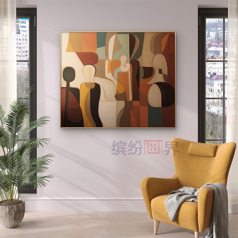 抽象人物手绘装饰画现代简约壁画餐厅客厅沙发背景墙艺Y术画丙烯图片
