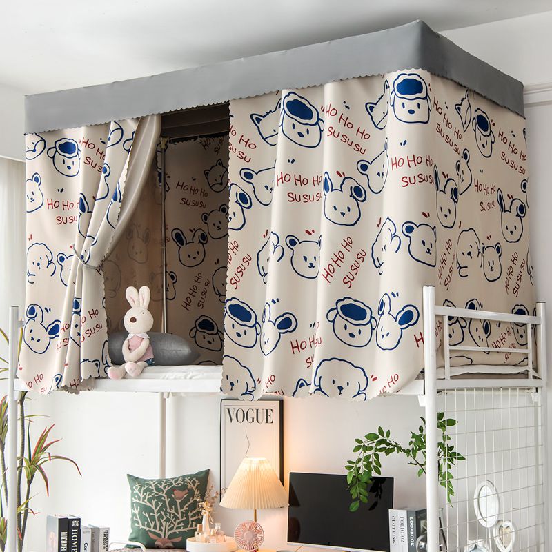 强遮光加厚大学生宿舍床帘寝室上铺男下铺女卡S通蚊帐遮光布床幔