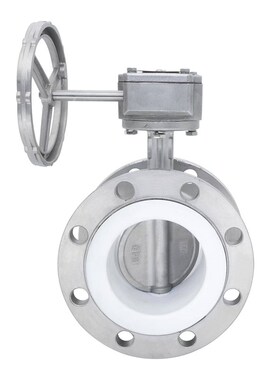 不锈钢304/316L衬四氟手柄涡轮法兰蝶阀D41F4/D341F4-10/16P