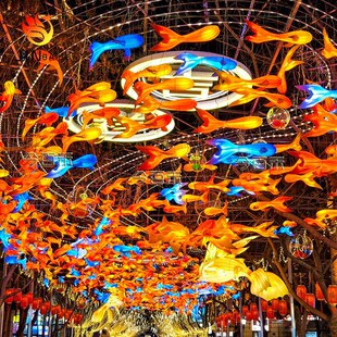 哈尔滨中央大街鱼灯笼街道网红鲤鱼灯锦鲤鱼灯夜市花灯小鱼灯挂件