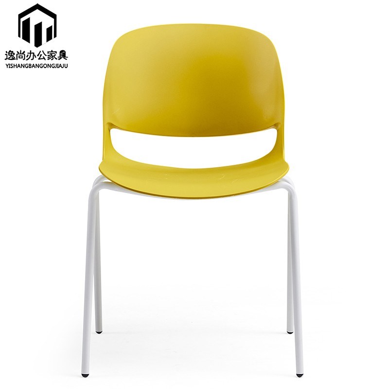 塑钢接待椅灰色学生培训椅可堆叠会议室座椅带写字U板多功能实木