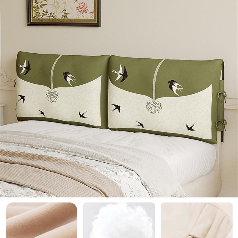 新的中国风可拆卸和可洗床边软袋大z靠背垫卧室装修工艺品覆古全