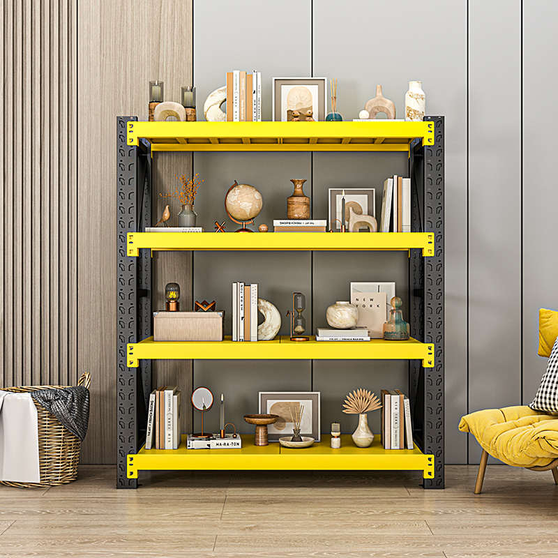 津仓家用货架置物架多层s落地仓库阳台储藏室杂物间商用黑黄收纳