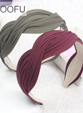 宽发箍百搭 g加宽外出短发简约发卡女 时尚遮白发宽边头箍防滑