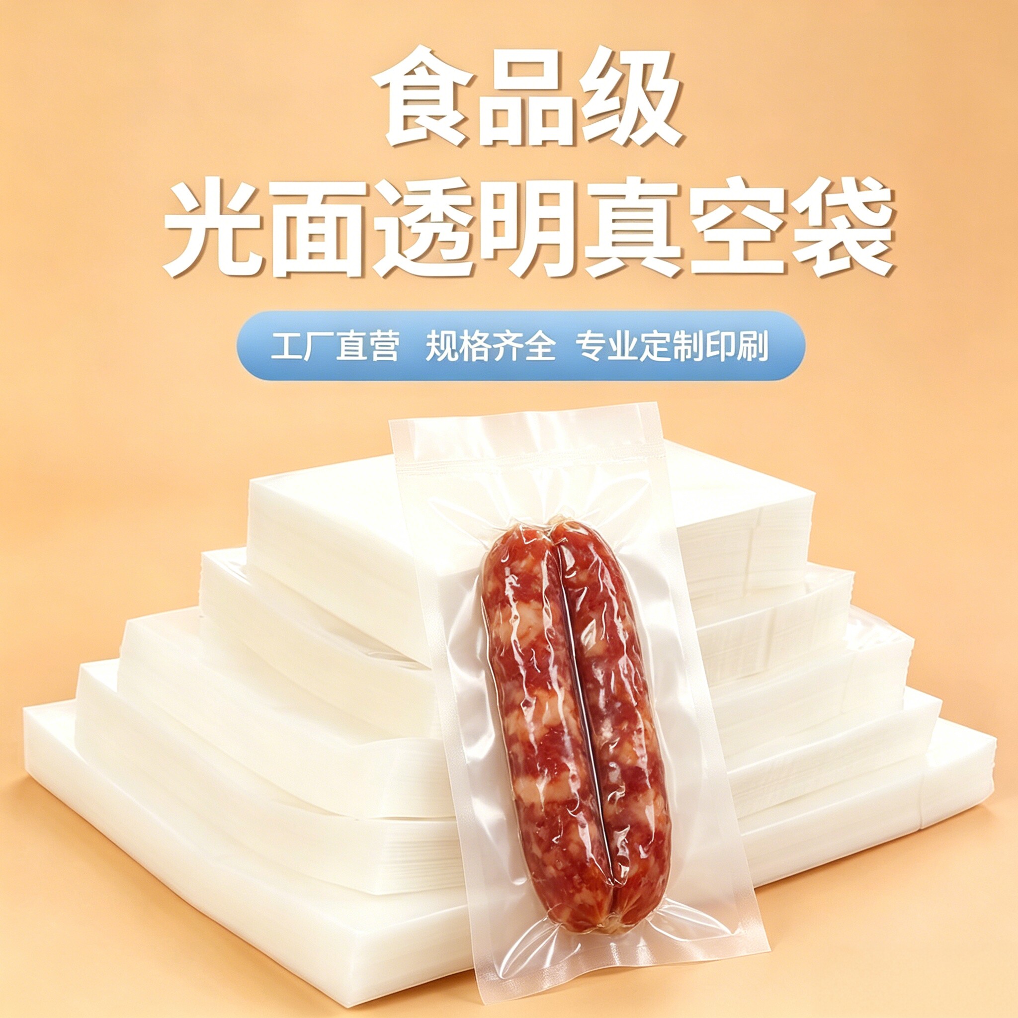 商用食品真空袋光面高透明塑封食品袋大尺寸真空压缩袋保鲜密封袋