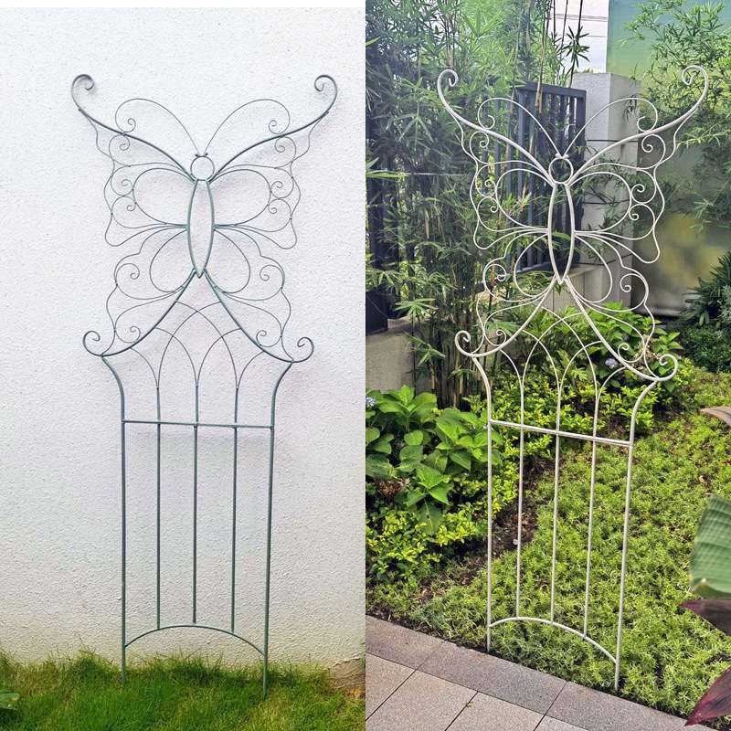 铁艺花架庭院复古爬藤架欧式蝴蝶篱笆围栏户外阳台绿植牵引支架