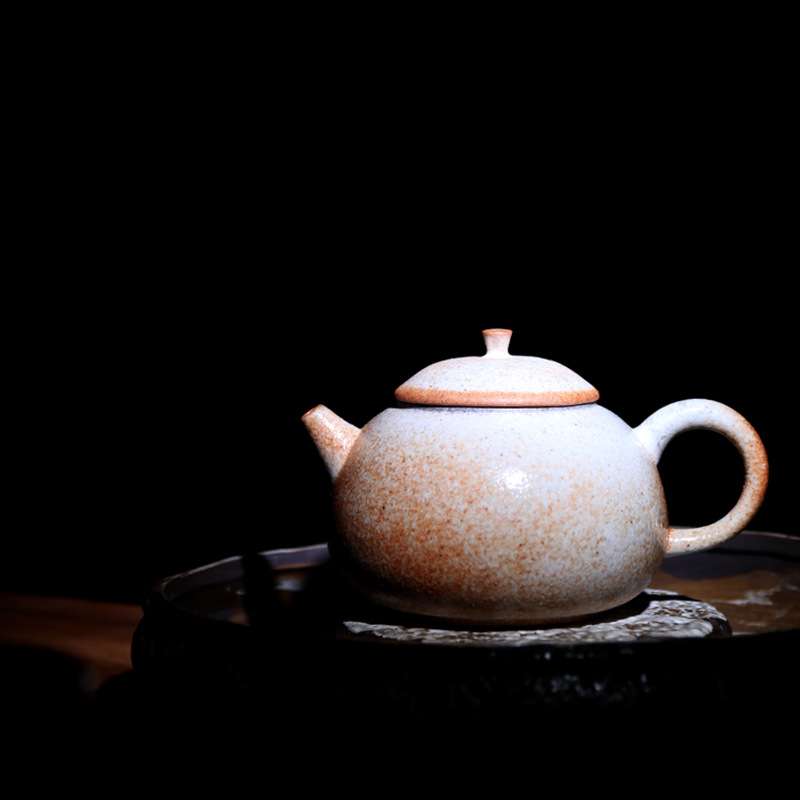手作复古风志野烧绯红小圆壶粗陶茶壶中式陶瓷李辉熠泡茶壶单壶