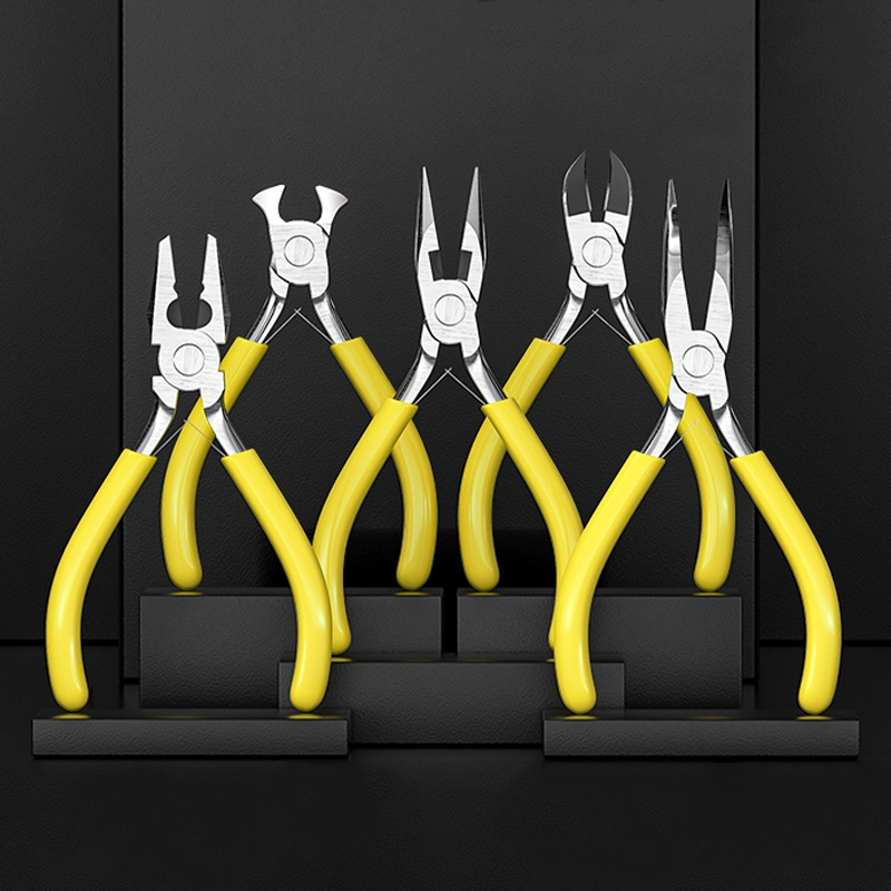 小老虎钳3寸小号尖嘴子套装迷你便携2多功能8钢丝电工扒线弯斜口