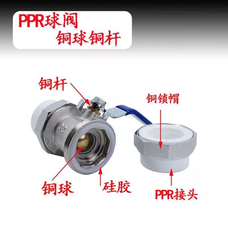 全铜芯加厚双热熔PPR双活接铜杆铜球阀PPR20 25 32水管阀门开关