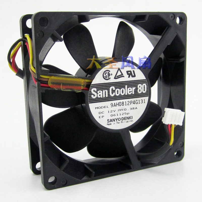 原装日本三洋 8025 9AH0812P4G131 8cm 12V 0.38A 4线散热风扇