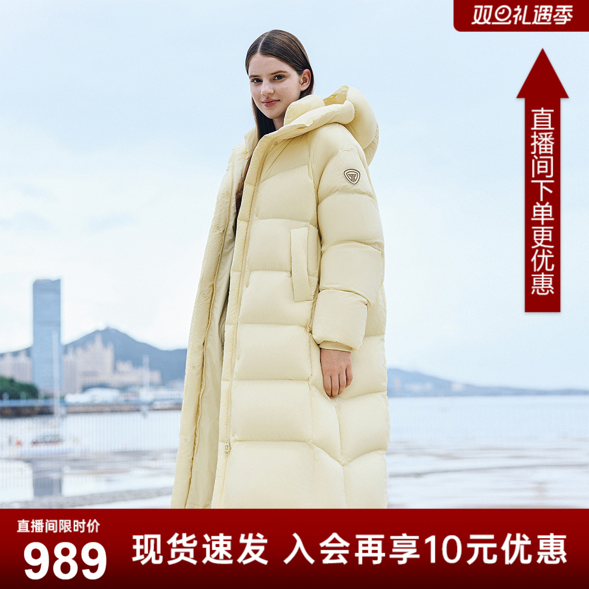 坦博尔2025冬季新款泡芙羽绒服女长款连帽蓬松舒适面包服耐脏外套