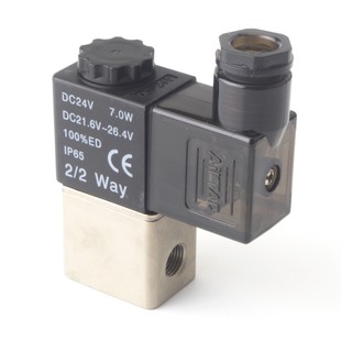 24V 亚德客两位两通一进一出电磁阀开关2V025 06A 08B 220V 2V025