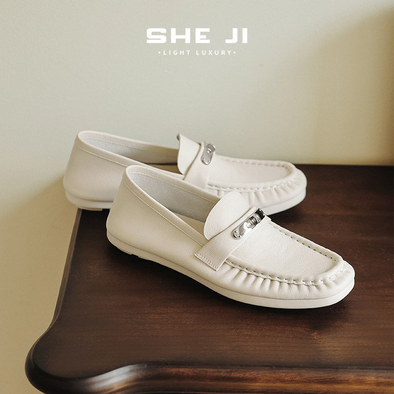 SHEJI奢季 升级2.0超软可折叠老钱风乐福鞋2026新款无胶捏褶女鞋