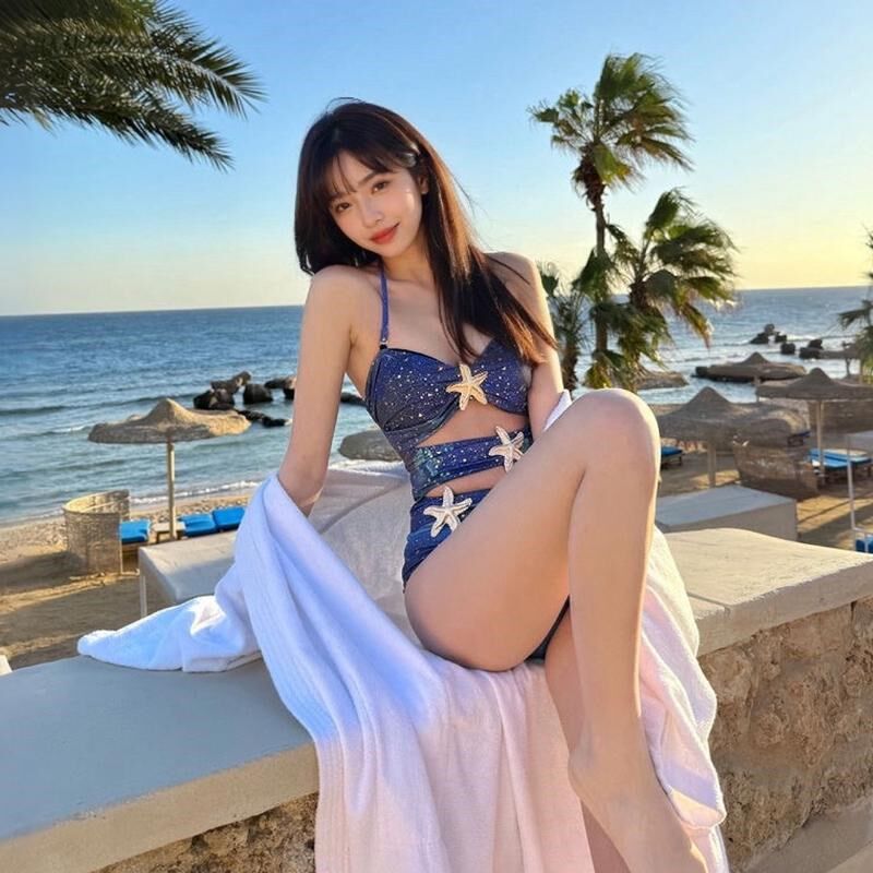 泳衣女海王星高级感纯欲风性感聚拢显瘦度假连体三角长裙沙滩温泉