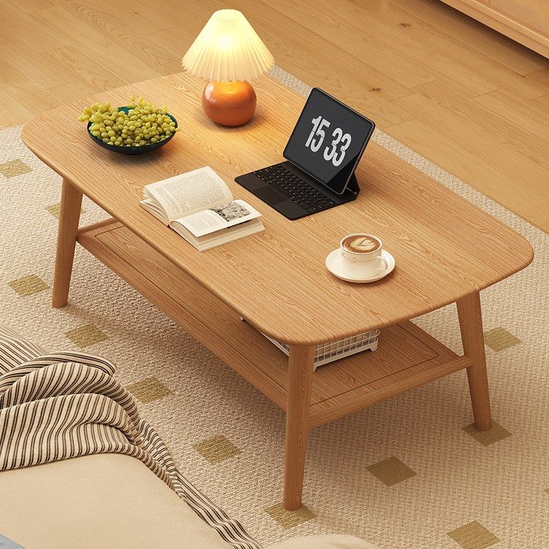三梦实木茶几客厅家用2024新款小户F型简易原木色桌子简约日式茶