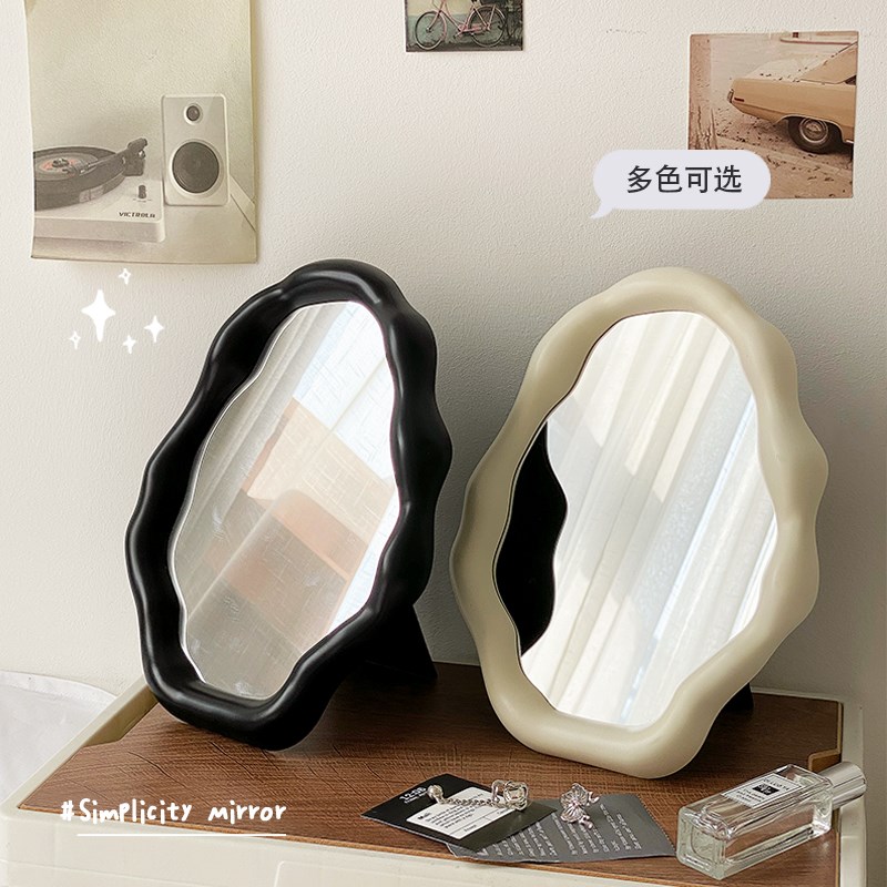 云朵化妆镜小镜子家用化妆镜台式桌面简约公主镜可立Y学生宿舍桌