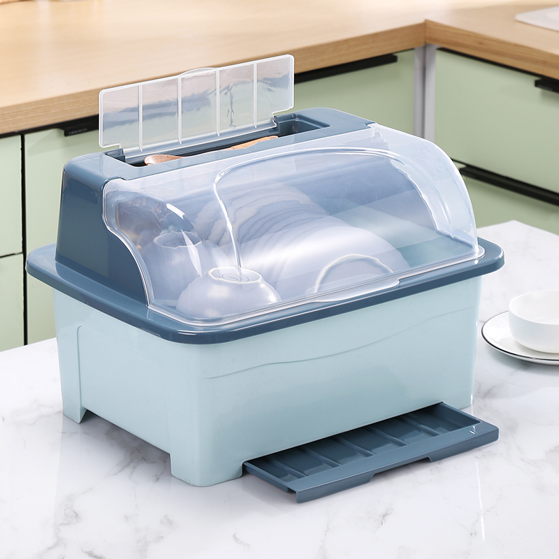 碗盘柜带盖子装餐具碗盘箱放碗家用置物G厨房碗架沥水碗筷碗碟架