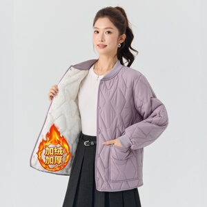 冬季特厚加绒立领短款女棉服