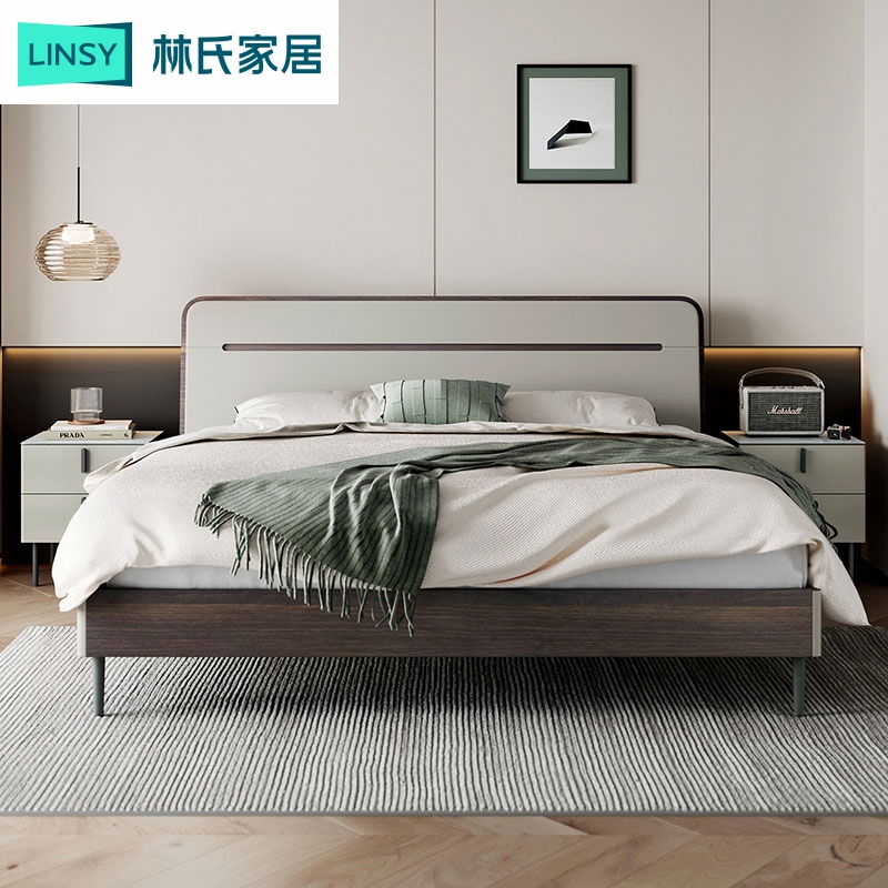 林氏家居现代简约家用卧室主卧床双人床高箱储物大床家具林氏木业