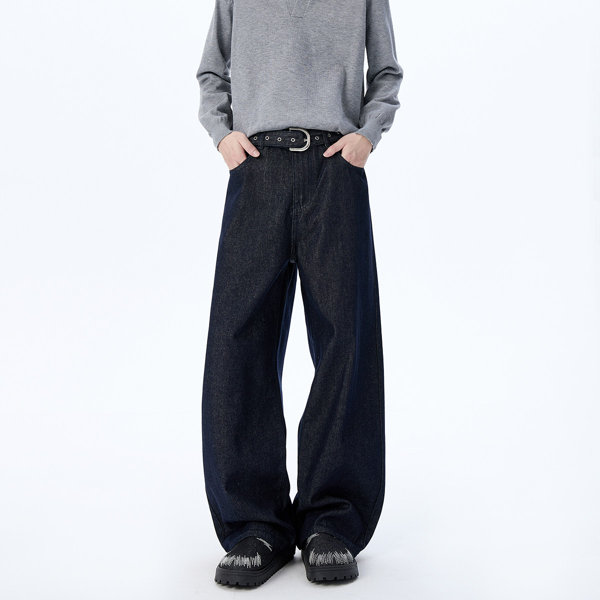 cleanfit黑色阔腿牛仔裤男潮牌百搭休闲宽松垂感直筒堆积感弯刀裤,男装,牛仔裤,淘宝优惠券,粉丝福利购,淘宝优惠卷