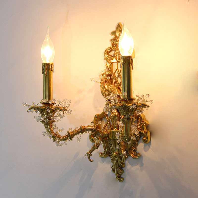 法式壁灯复古奢华欧式别墅脱蜡铜卧室床头灯客厅灯具轻奢全铜灯饰