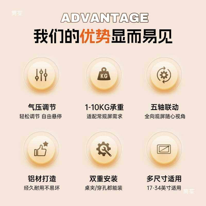 显示器机械臂支架电脑桌面旋转屏幕可升降底座免打孔双屏台式托架,电子元器件市场,其它元器件,淘宝优惠券,粉丝福利购,淘宝优惠卷