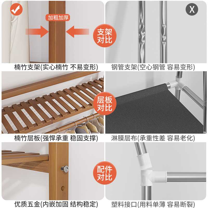 挂衣架落地衣架卧室简易衣帽架房间家用晾衣架多功能衣服收纳架子
