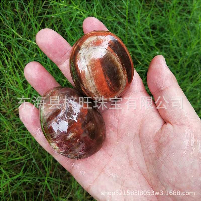 厂家 水晶把玩天然木化石原石树化玉手把件手掌石摆件家居摆件