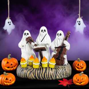 万圣节幽灵雕像闹鬼幽灵三重奏万圣节新款工艺品节日摆件装饰桌