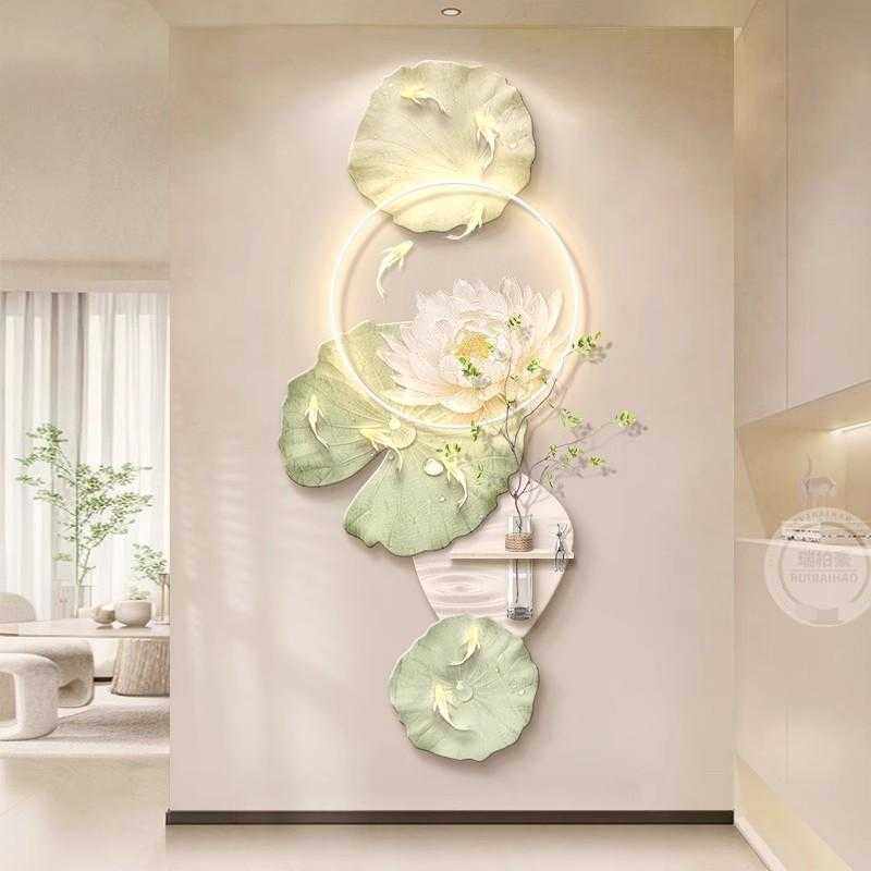 原木奶油风九鱼图玄关装饰画水培绿植肌理走廊过道入户正对门挂画,家庭/个人清洁工具,地垫,淘宝优惠券,粉丝福利购,淘宝优惠卷