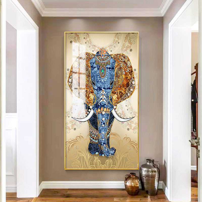 现代简约大象玄关装饰画吉象到家客厅走廊过道尽头挂画大尺寸壁画