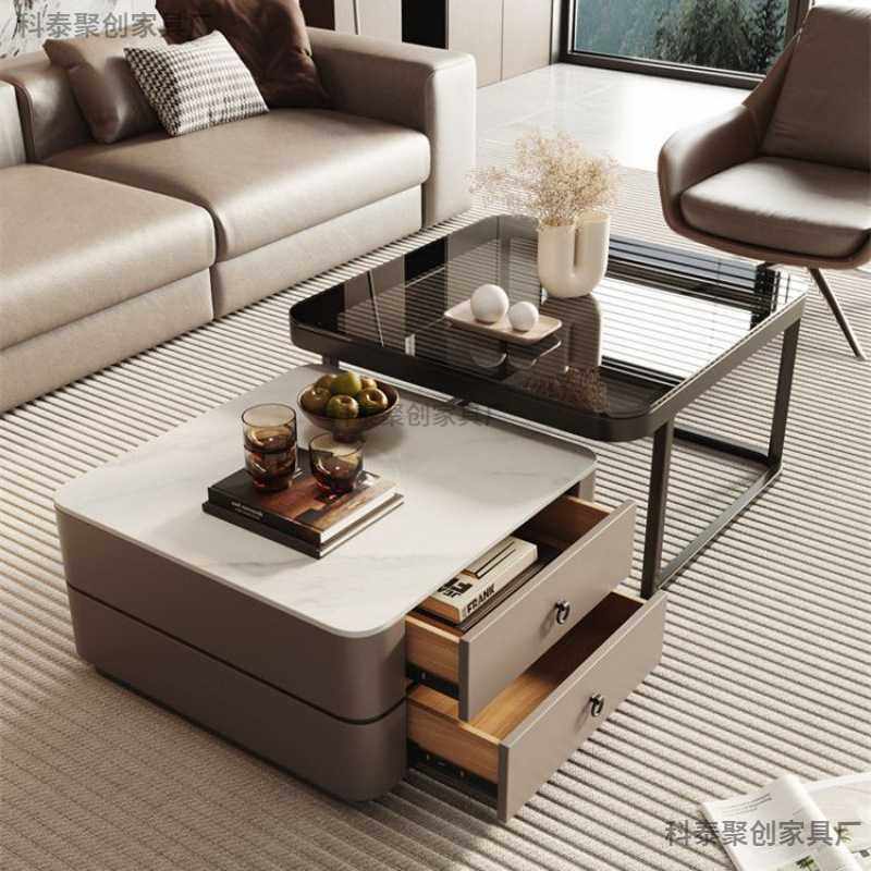 意式轻奢亮面岩板方形茶几玻璃现代简约客厅家用茶几桌子大小组合,家庭/个人清洁工具,地垫,淘宝优惠券,粉丝福利购,淘宝优惠卷