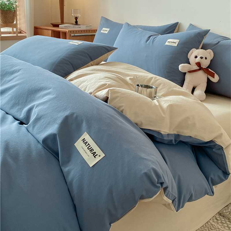 南通厂家春夏新款全棉水洗棉贴标四件套纯棉床单被套床上用品