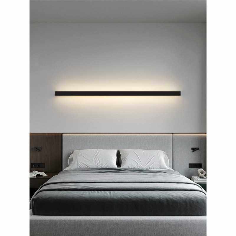 极简现代简约卧室床头沙发旁主卧客厅电视背景墙氛围一字长条壁灯