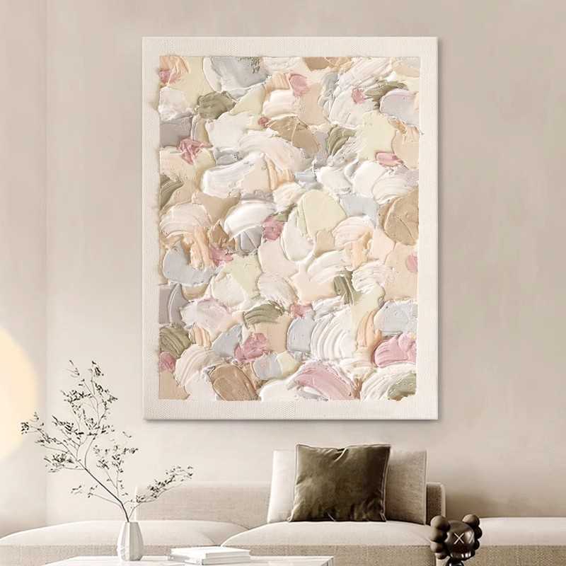 手绘油画现代简约肌理画客厅沙发装饰画奶油风餐厅玄关抽象挂画