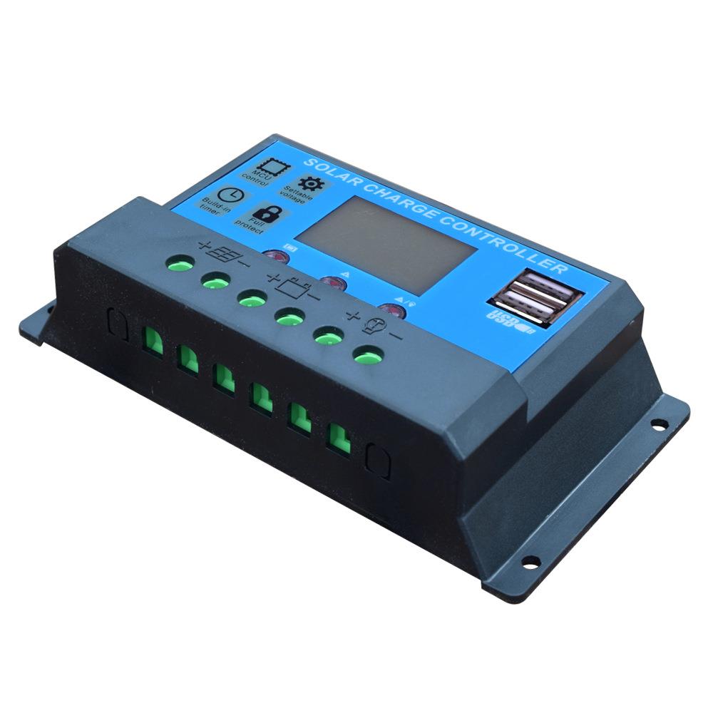 太阳能板控制器全自动充放电通用型10A20A充锂电池铅酸电池控制器