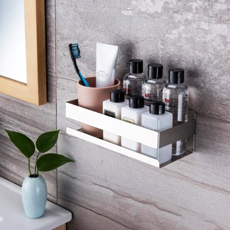 壁挂式卫生间置物架不锈钢收纳架免打孔浴室置物架厨房调味料架
