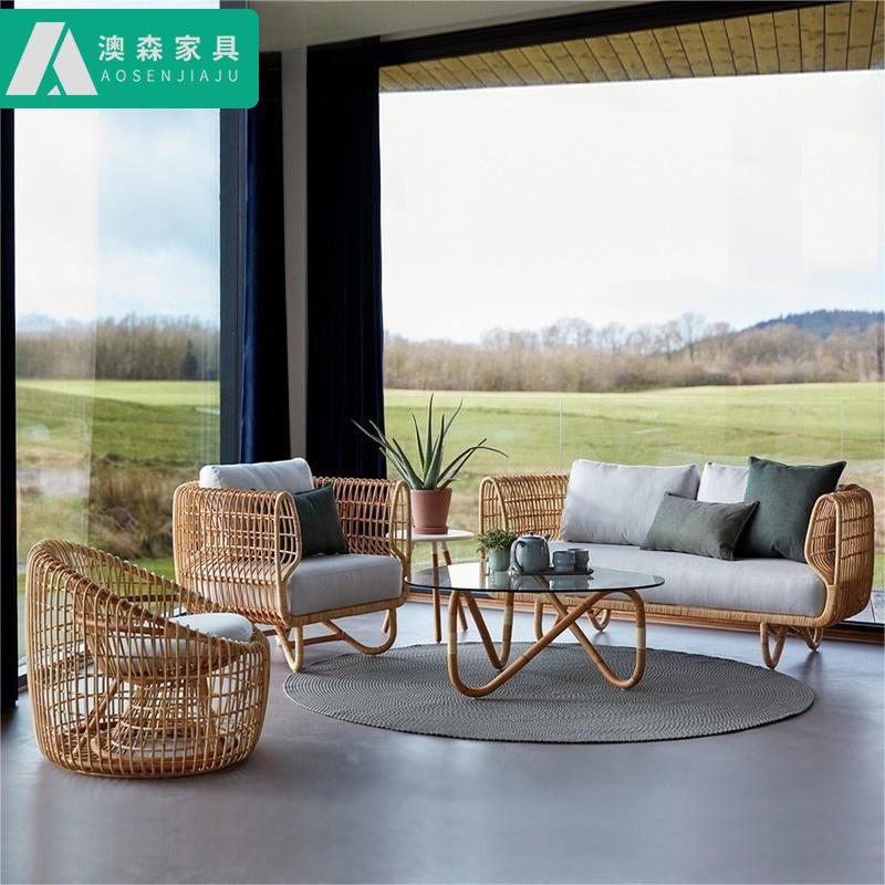 户外休闲沙发庭院露台阳台民宿休闲客厅组合藤艺室外藤椅藤编沙发
