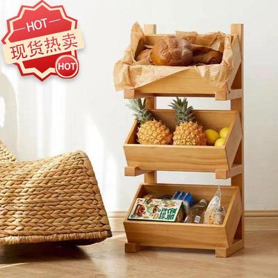 现货木制厨房置物架水果零食收纳多层架木质厨房调料瓶蔬菜储物架