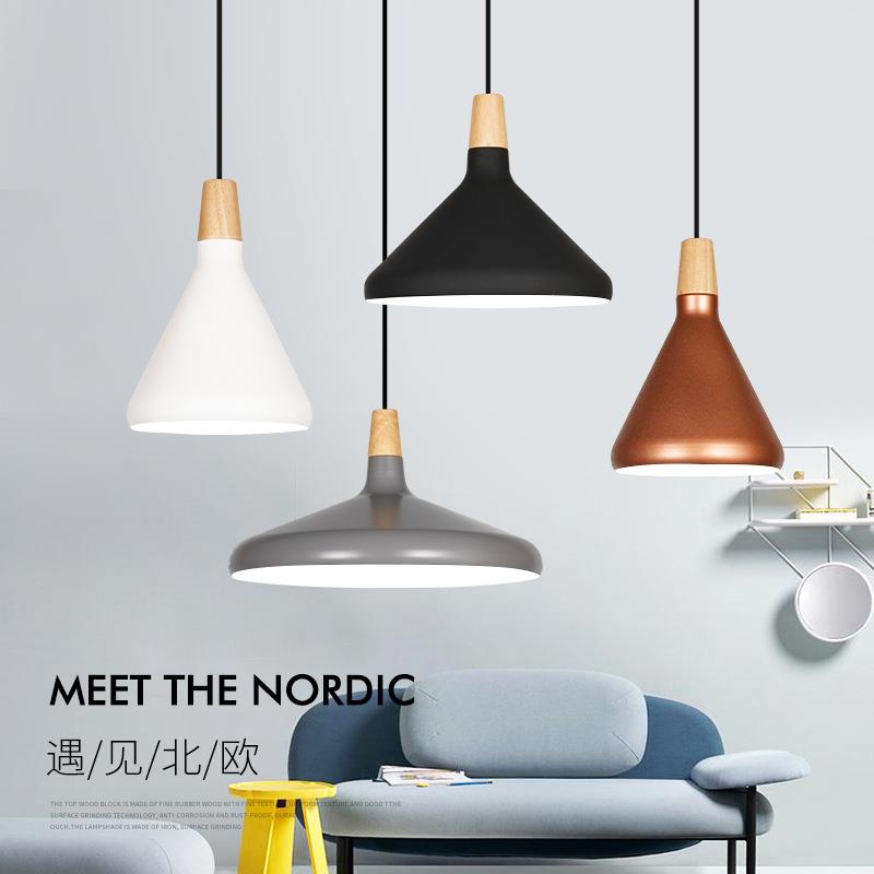 北欧吧台复古吊灯现代简约书房餐厅酒吧奶茶店马卡龙实木灯具