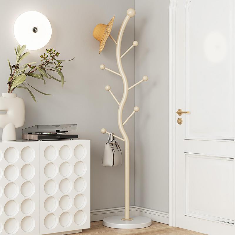 晾衣架卧室内落地挂衣架简易家用挂包架房间衣服架子奶油风衣帽架