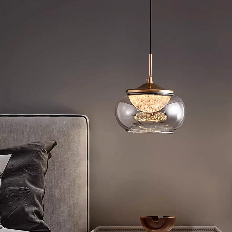 玻璃餐厅灯时尚餐桌床头吧台会所奶茶店西餐厅氛围灯时尚单头吊灯