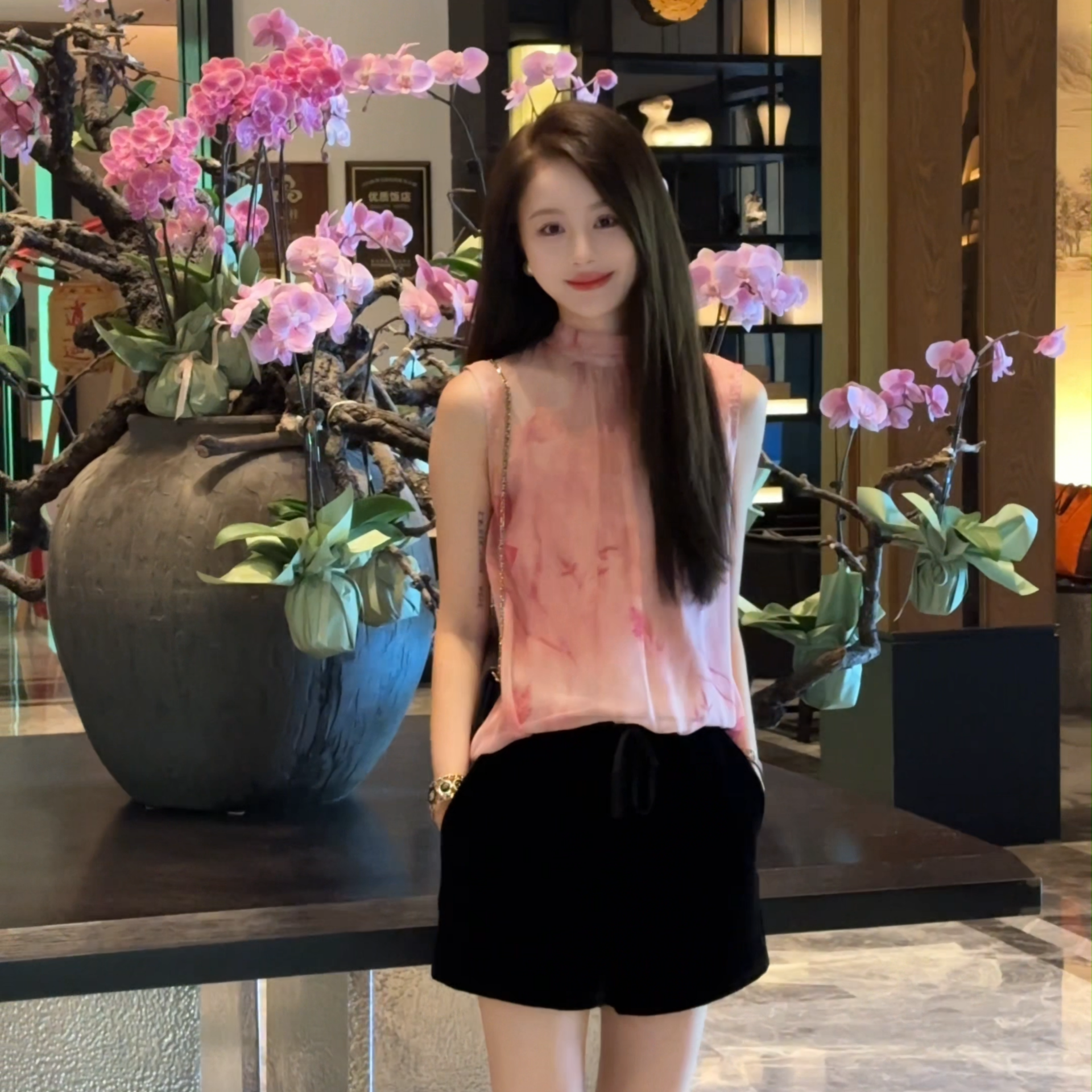 艾文文IRIS 妃子笑 26夏“100桑蚕丝”前后两穿晕染花两件套26TZ6