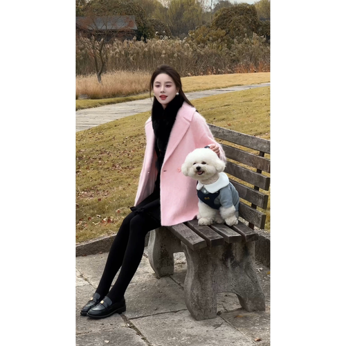 艾文文IRIS  桃花岛 2025冬款“羊绒羊毛890g”翻领毛呢大衣