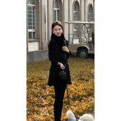 羊毛480g 艾文文IRIS玫瑰裙 2026冬 女士加厚针织黑色连衣裙冬