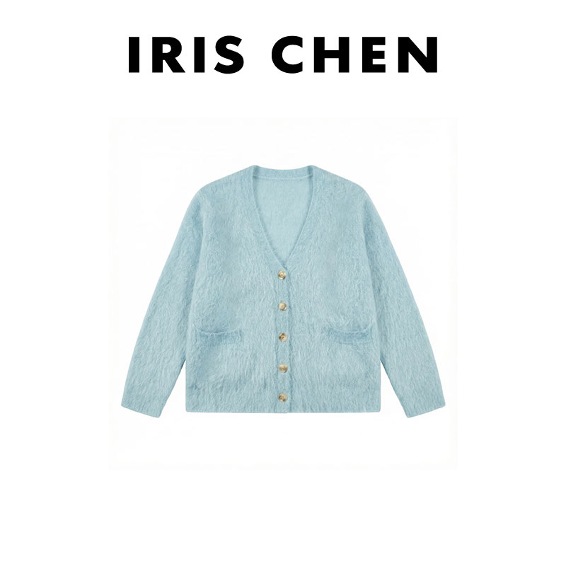 艾文文IRIS蓝精灵 2025冬“羊驼毛拉绒830g”加厚针织开衫25WT115